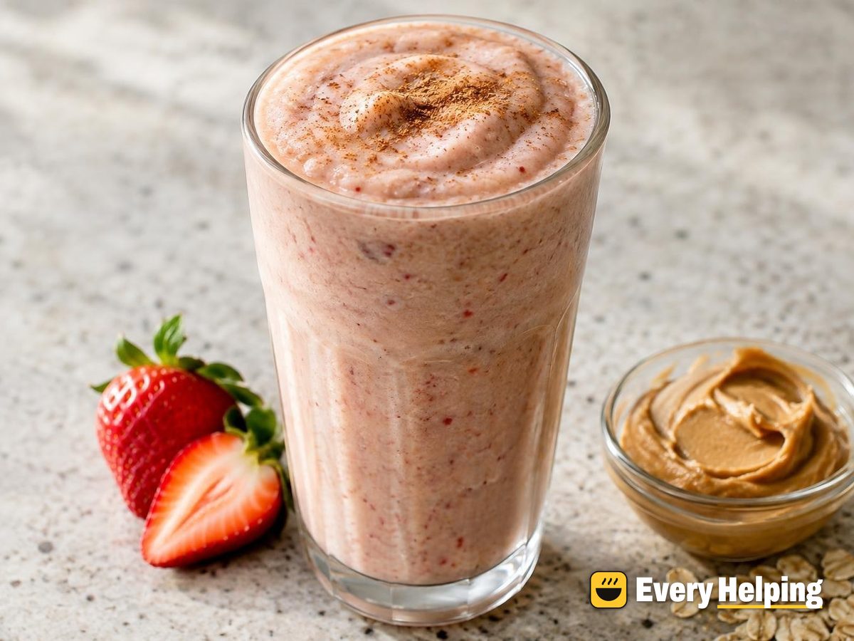 Strawberry Peanut Butter Cinnamon Oat Shake