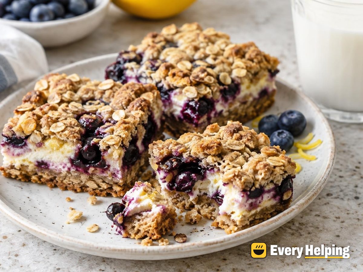 Blueberry Lemon Oat Bars with Yogurt Layer