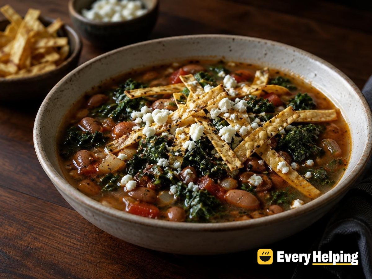 Pinto Bean and Kale Tortilla Soup