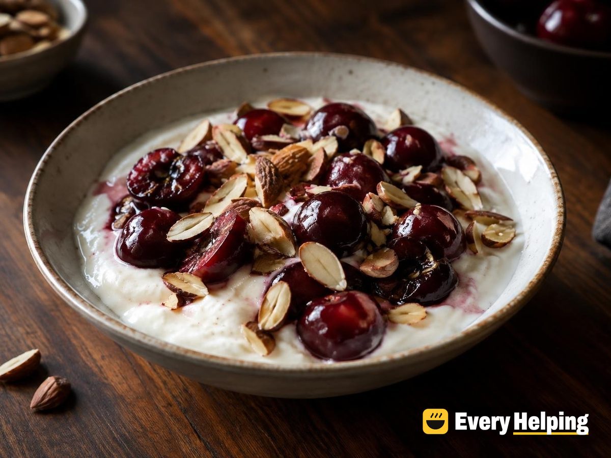 Creamy Vanilla Yogurt with Cherries and Almonds