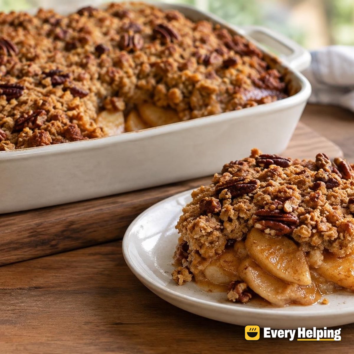Maple Cinnamon Apple Crisp with Pecan Topping