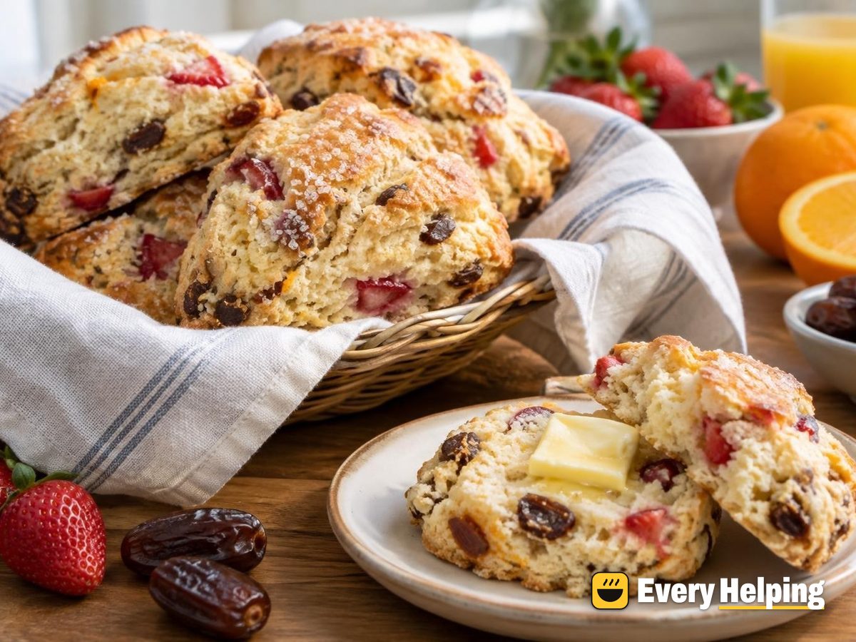 Strawberry Orange Cream Scones with Dates