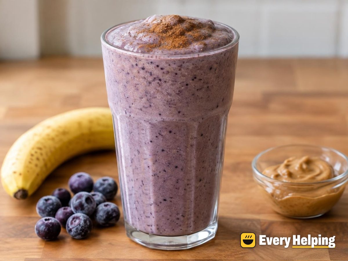 Cinnamon Banana Blueberry Almond Butter Shake