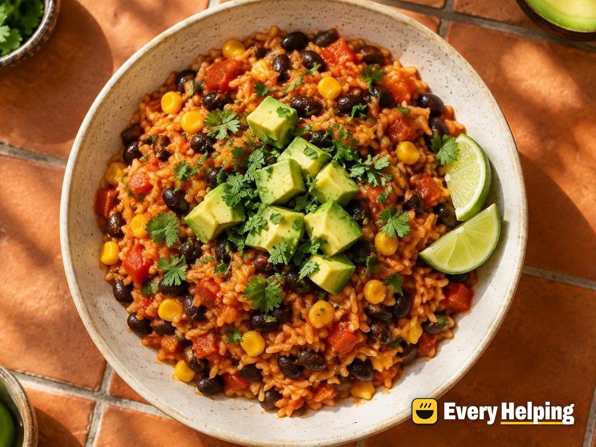 Mexican Tomato Rice with Black Beans and Corn