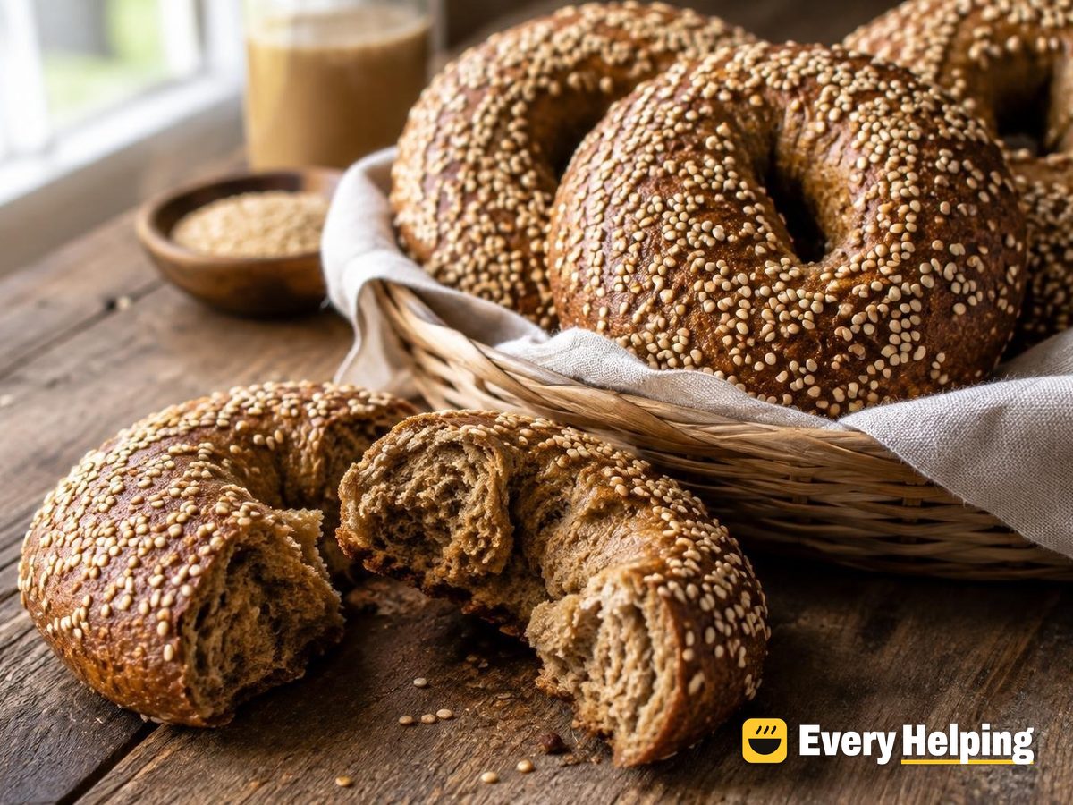 Overnight Tahini Sesame Rye Bagels