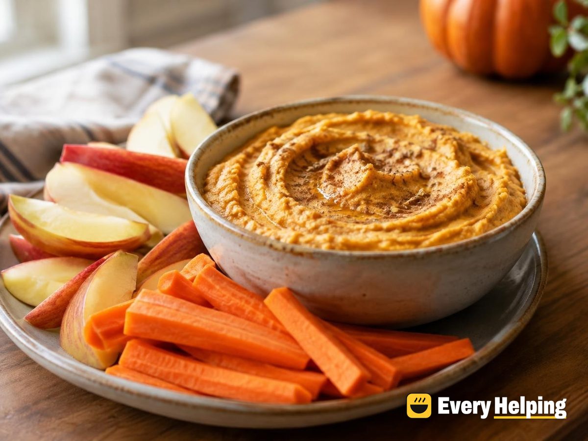 Spiced Pumpkin Hummus with Apple and Carrot Dippers