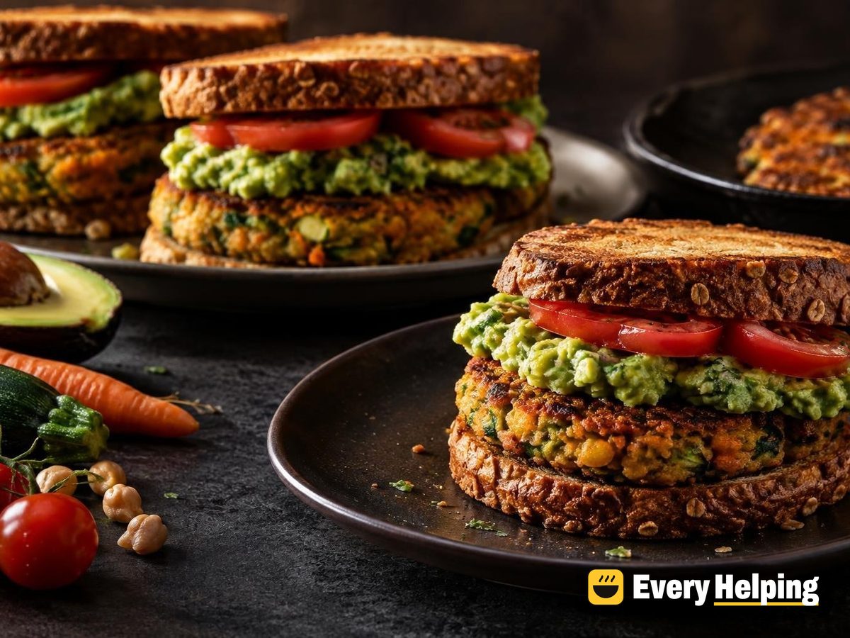 Crispy Chickpea Zucchini Burgers with Smashed Avocado