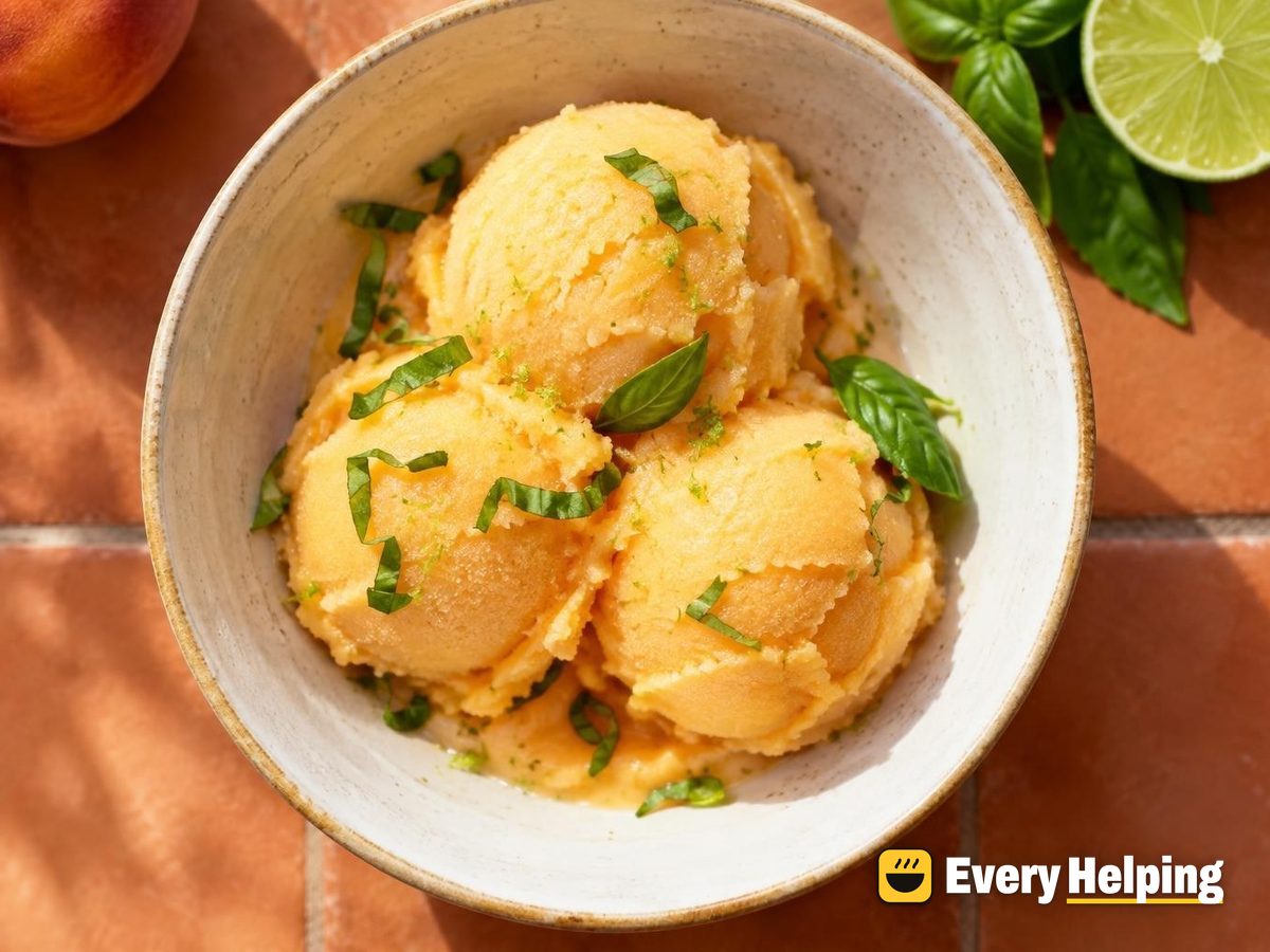 Peach Basil Sorbet with Lime