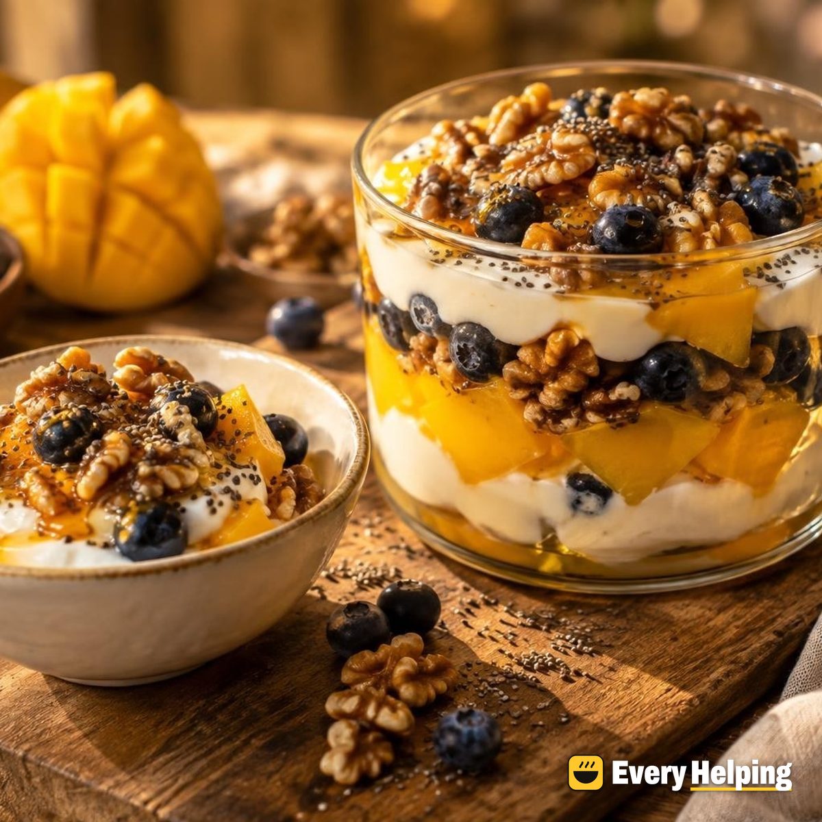 Ginger Mango Yogurt Parfait with Cinnamon Walnuts