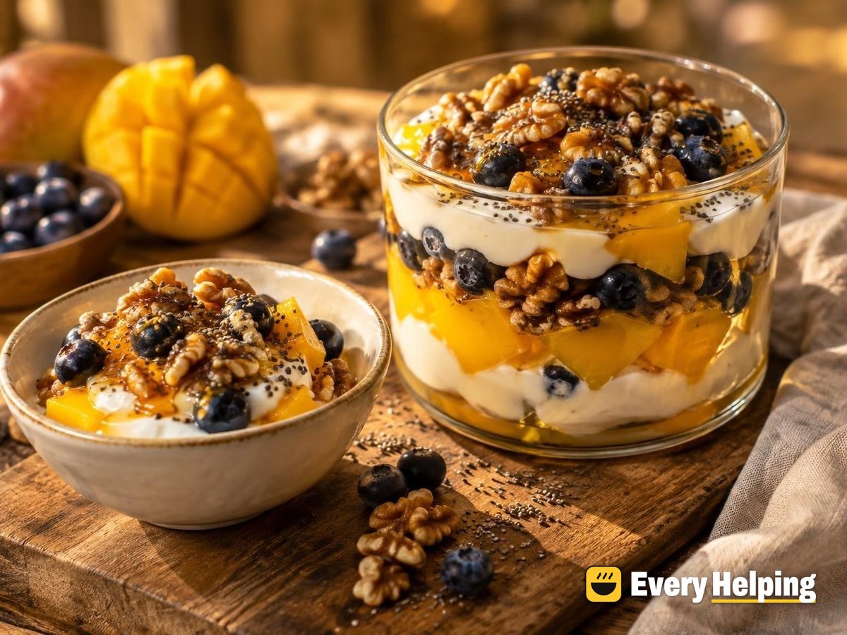 Ginger Mango Yogurt Parfait with Cinnamon Walnuts