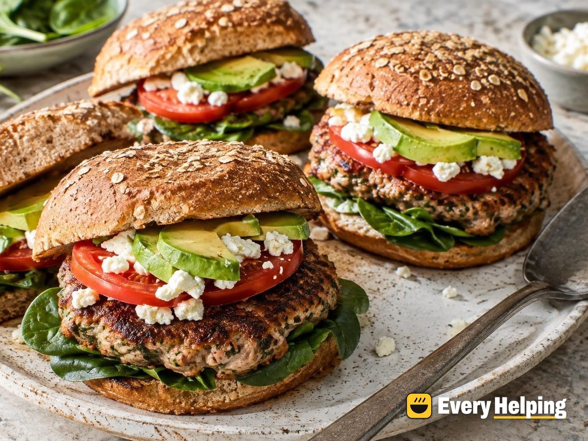 Garlic-Herb Turkey Smash Burgers with Feta