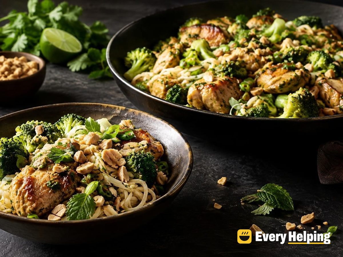 Cilantro-Mint Chicken Rice Noodle Bowls