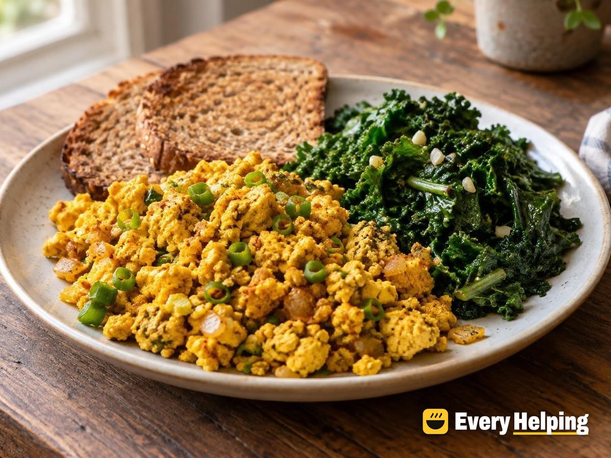 Turmeric Tofu Scramble with Garlicky Kale
