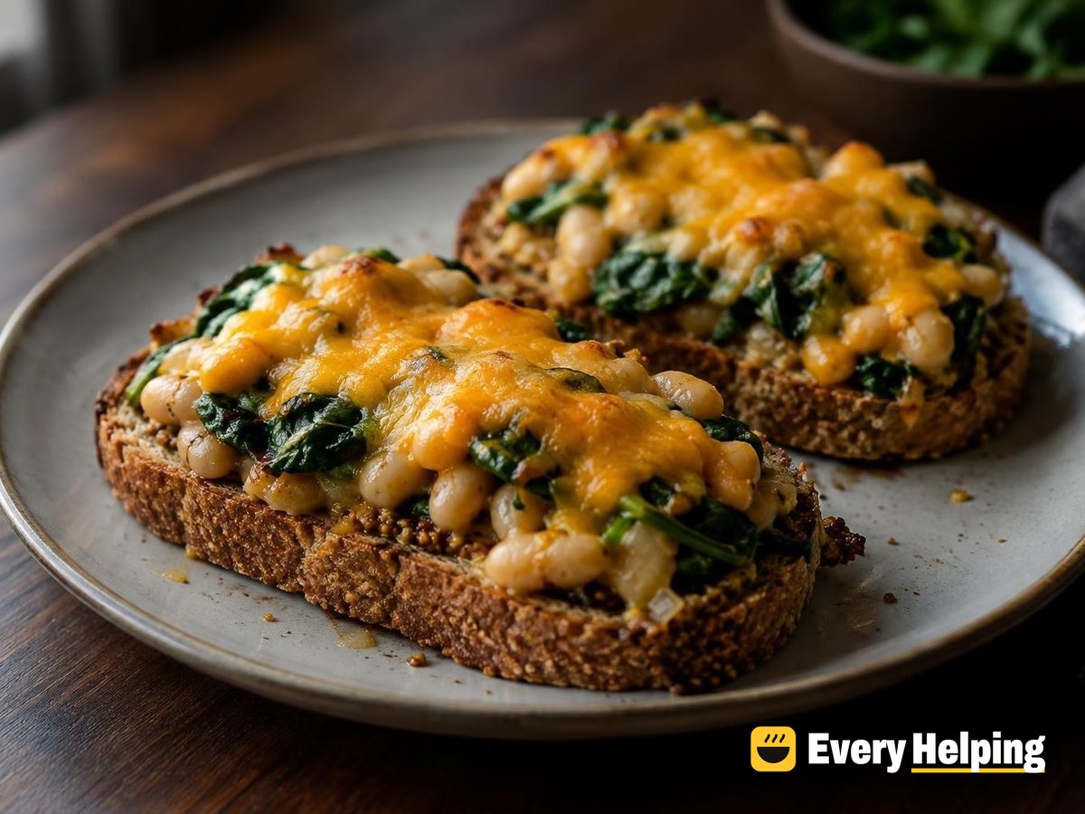 Smoky White Bean Mustard Toasts with Spinach