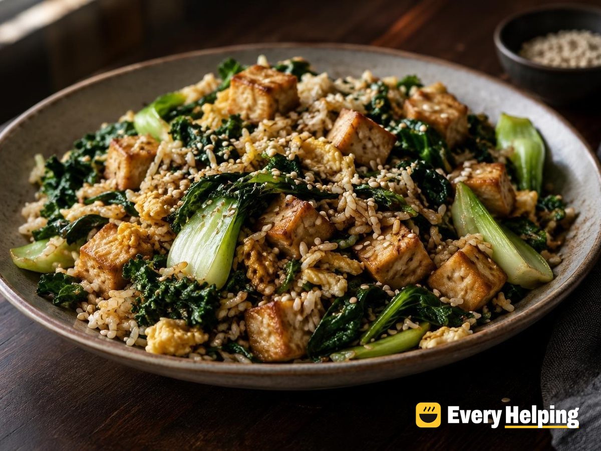 Soy Sesame Tofu Fried Rice with Greens