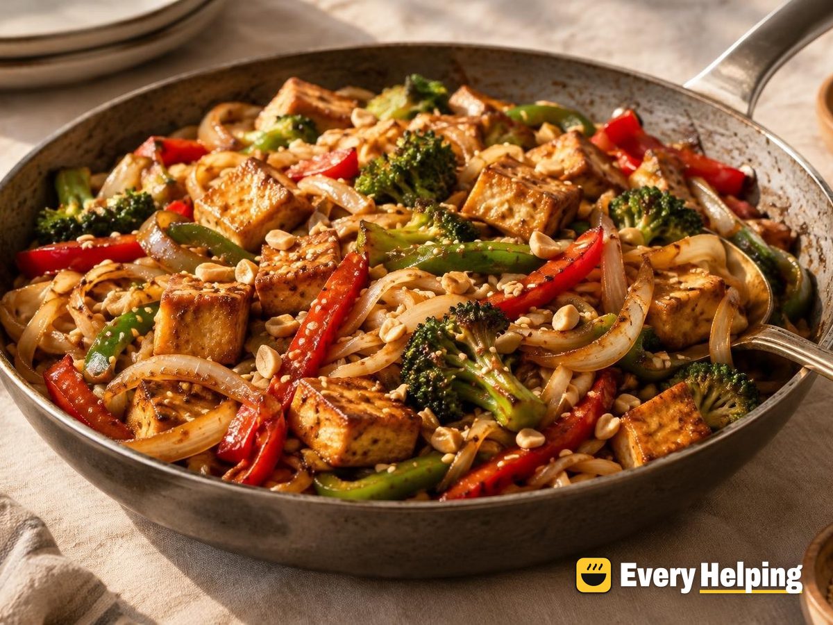 Crispy Tofu and Pepper Stir-Fry with Noodles