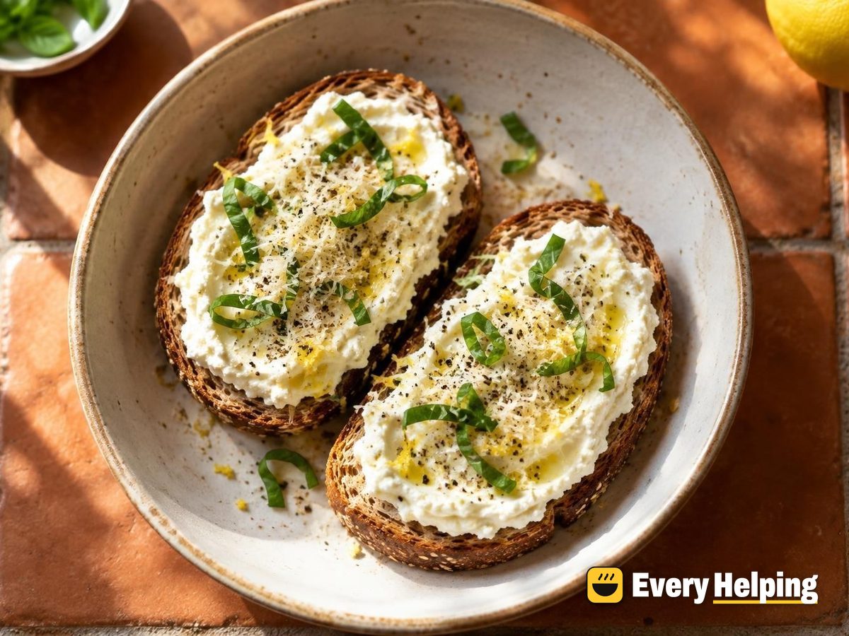 Lemony Whipped Ricotta with Whole-Wheat Toast