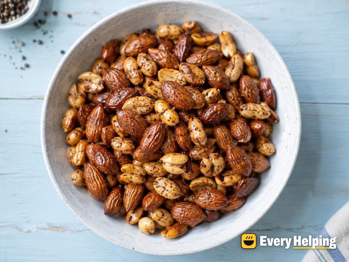 Maple Black Pepper Roasted Peanuts and Almonds