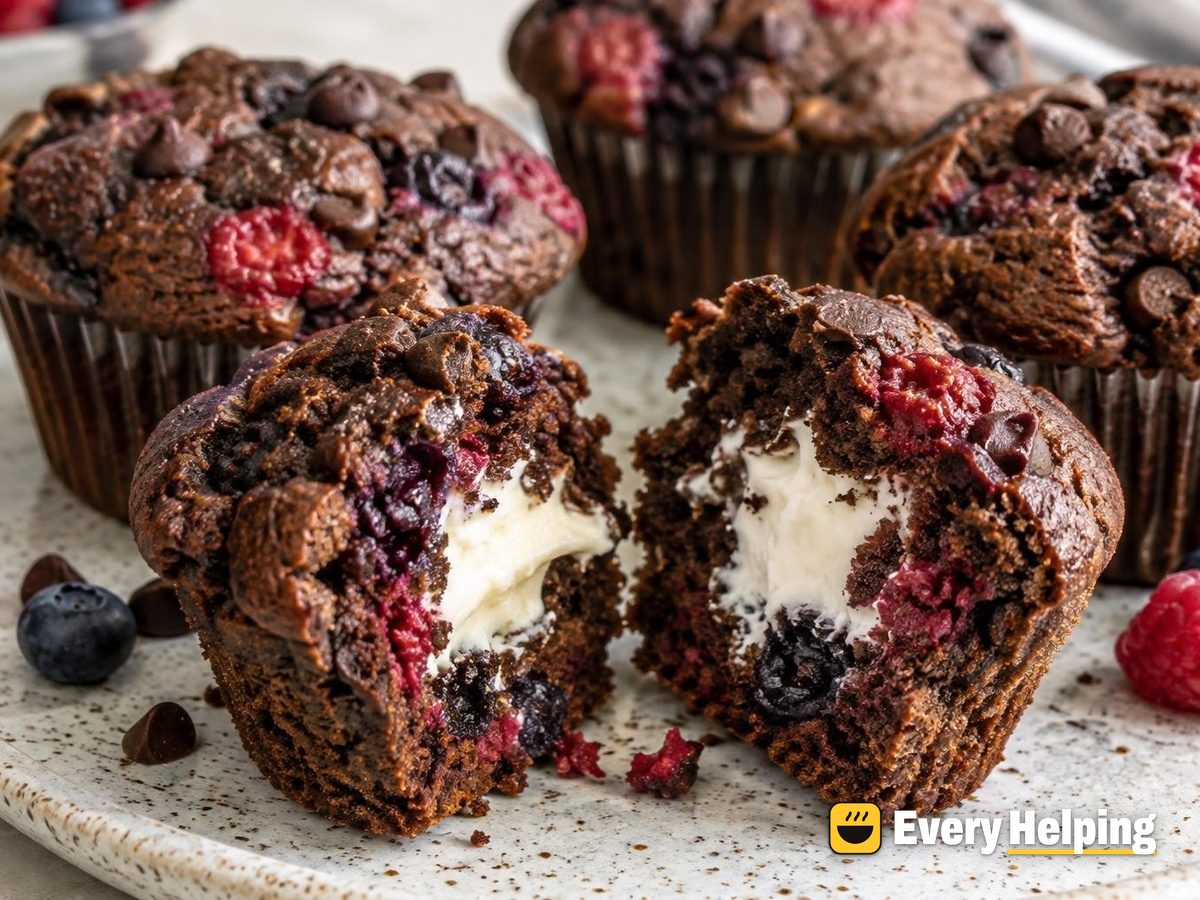 Mocha Berry Muffins with Cream Cheese Centers
