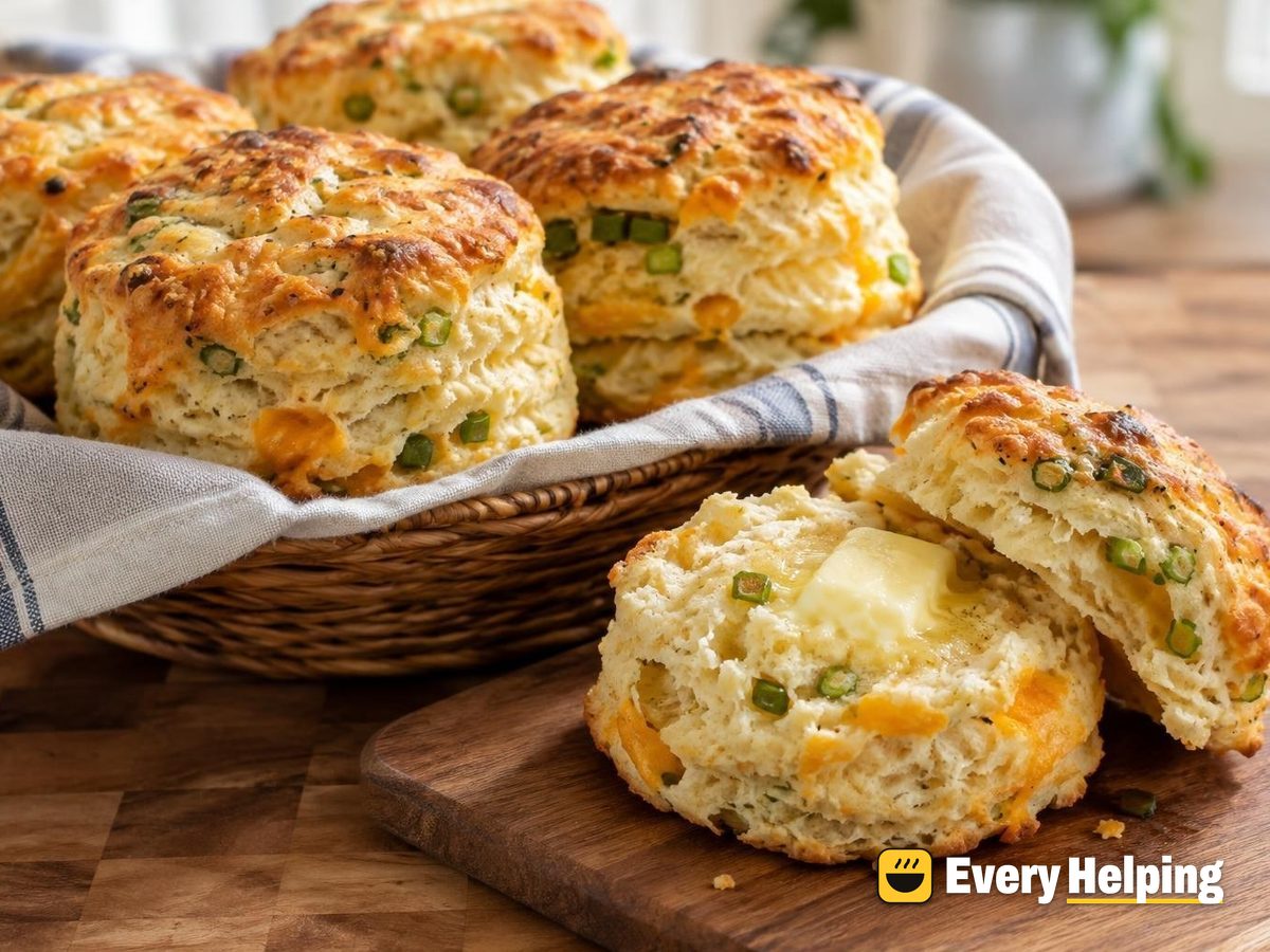 Flaky Cheddar Green Onion Buttermilk Biscuits