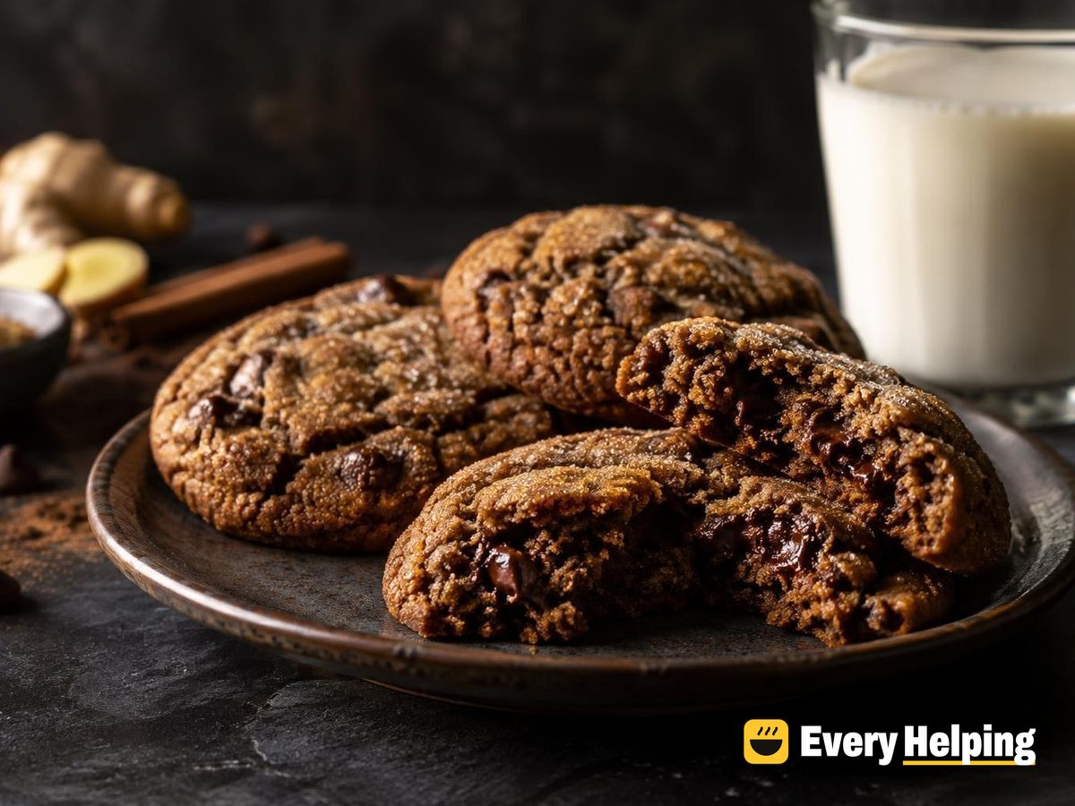 Chewy Double Ginger Molasses Chocolate Cookies