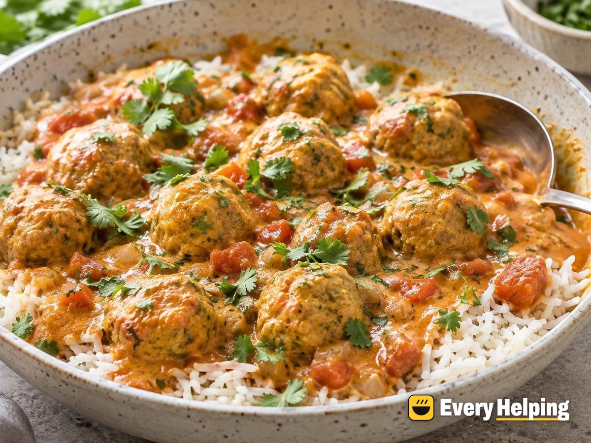 Curry-Spiced Chicken Meatballs in Ginger Tomato Sauce