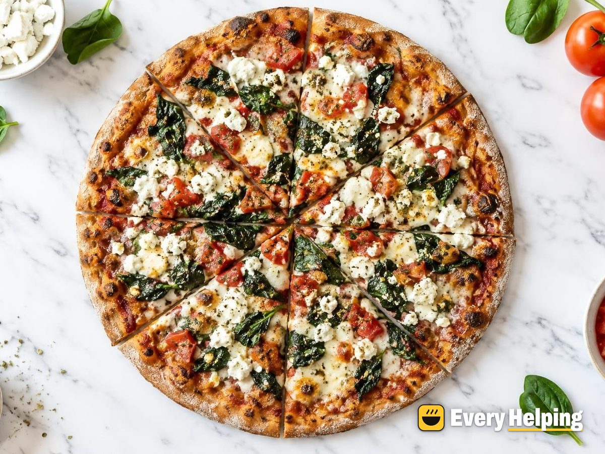 Overnight Thin-Crust Spinach Feta Garlic Pizzas