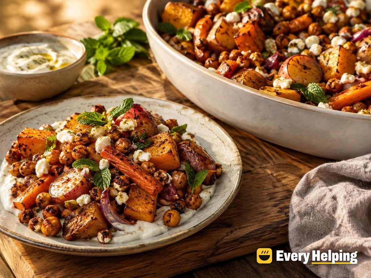 Crispy Smoked Paprika Chickpeas with Roasted Roots