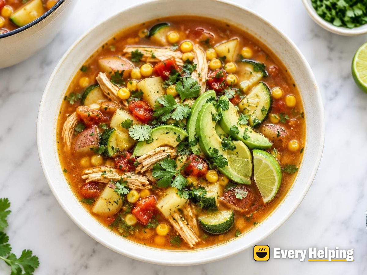 Mexican Chicken Tomato Soup with Corn and Lime