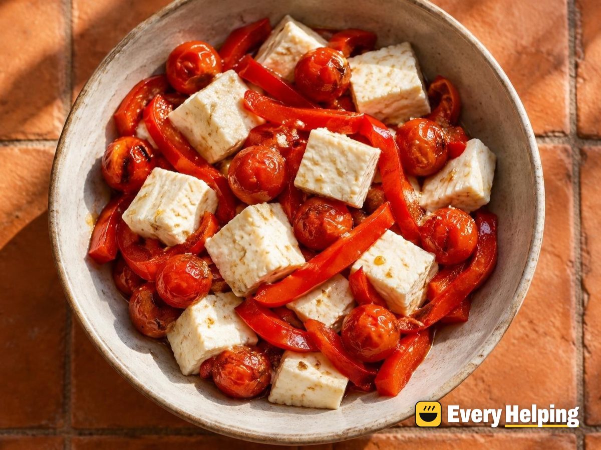 Cream-Enriched Pressed Paneer with Peppers