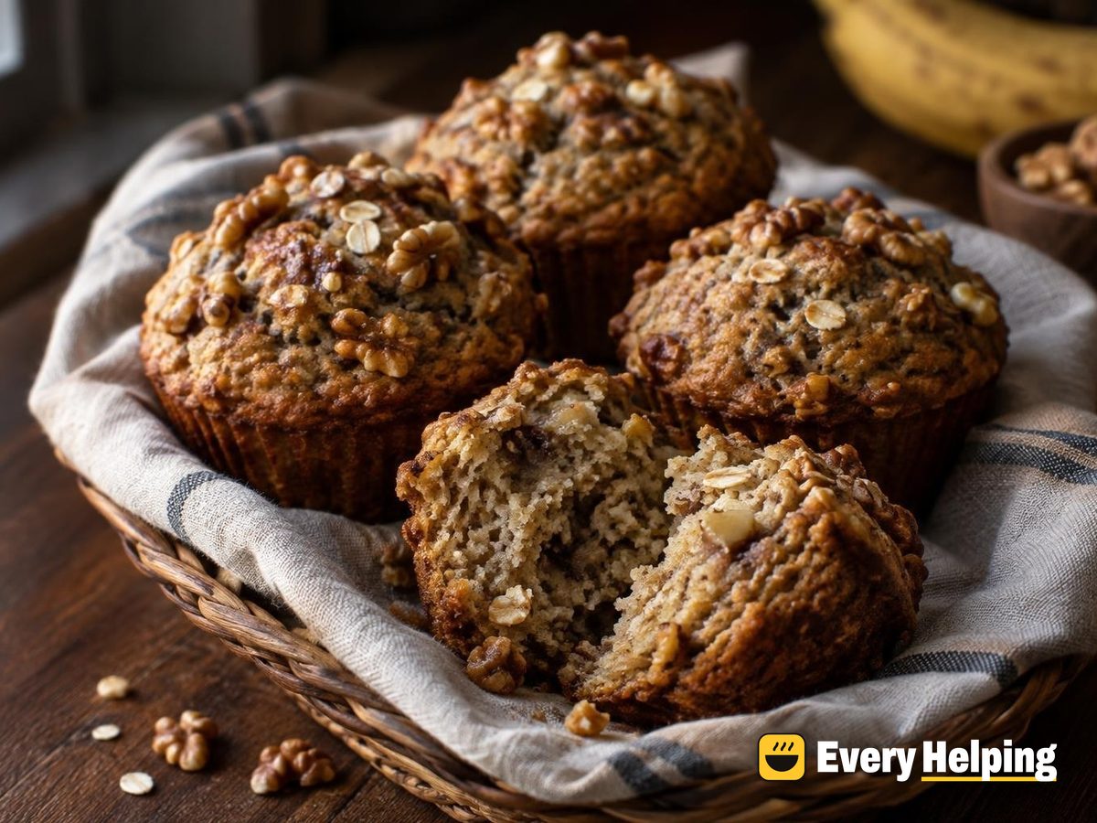 Banana Walnut Oat Muffins with Honey
