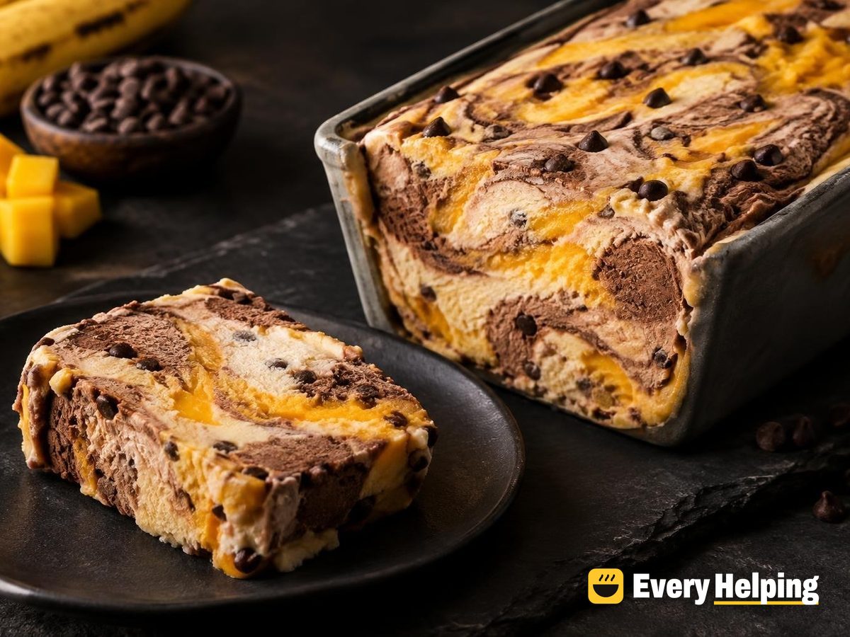 Chocolate Mango Banana Swirl Freezer Loaf
