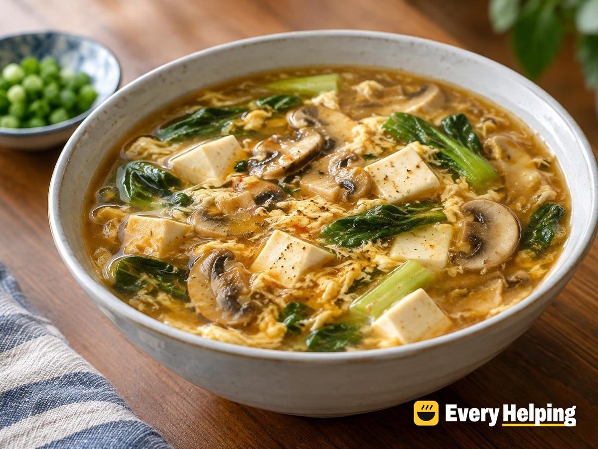 Hot and Sour Tofu Mushroom Soup