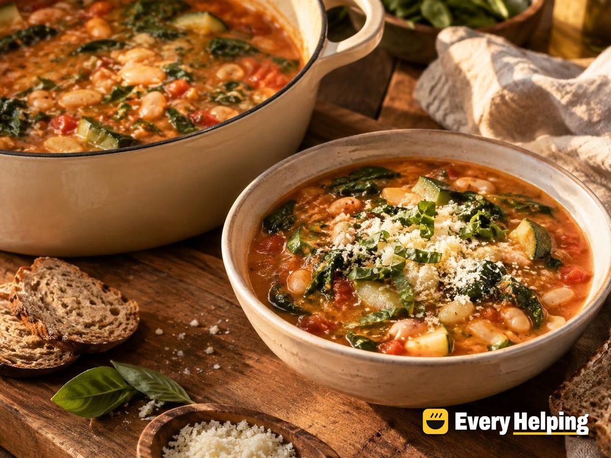 Tuscan Cannellini Tomato Soup with Spinach and Basil