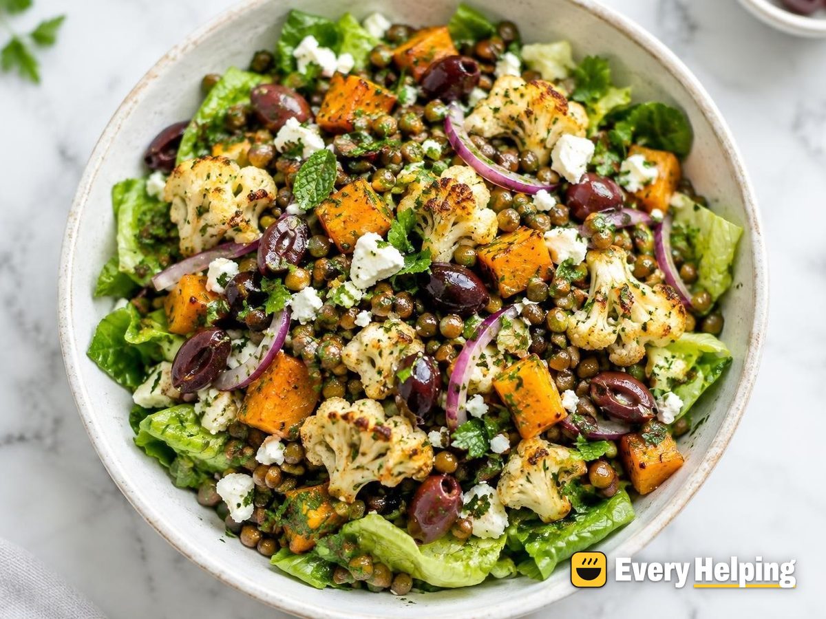 Warm Lentil, Butternut and Romaine Salad