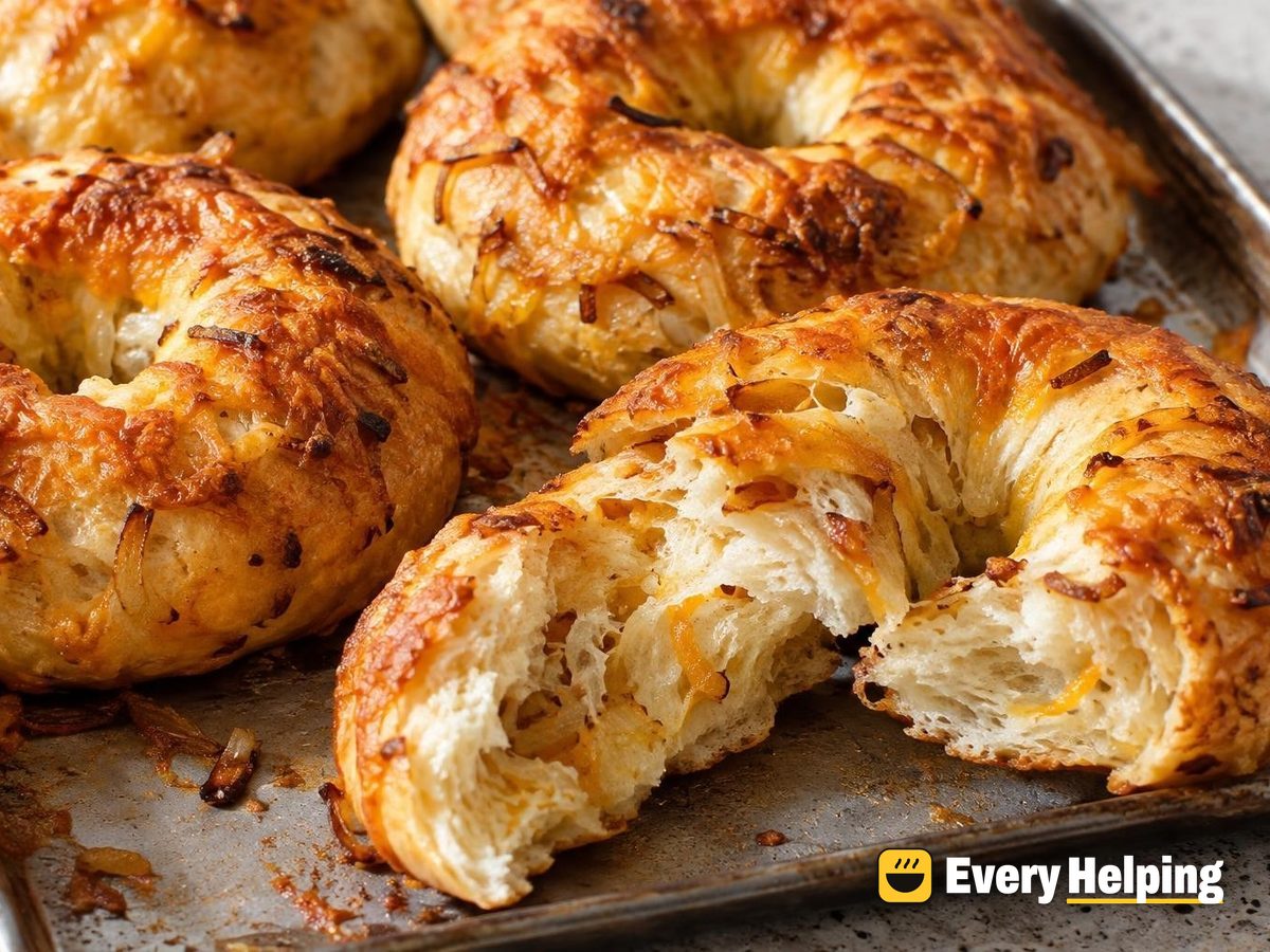 Caramelized Onion Cheddar Bagels
