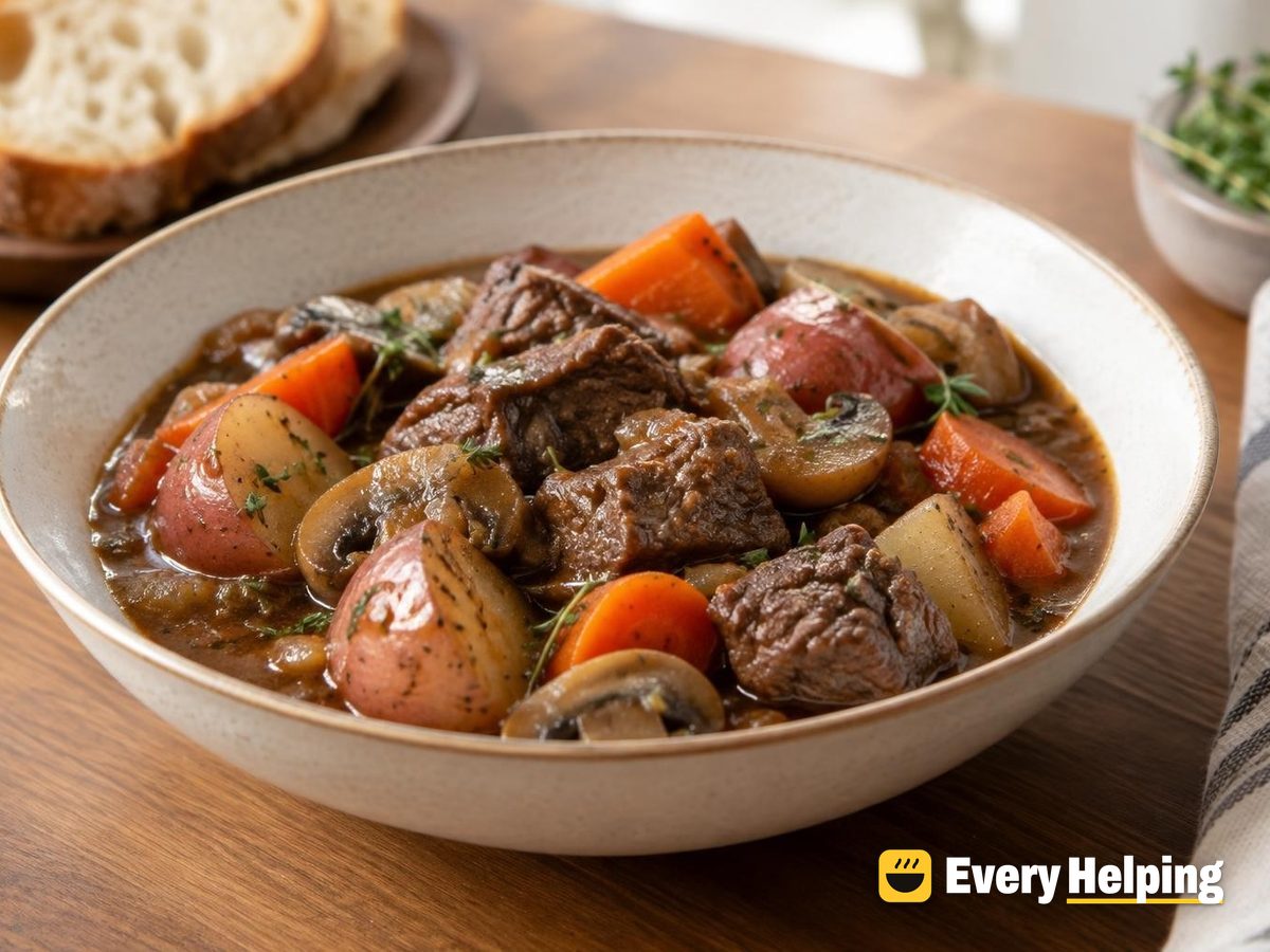 Pressure Cooker Beef Stew with Mushrooms