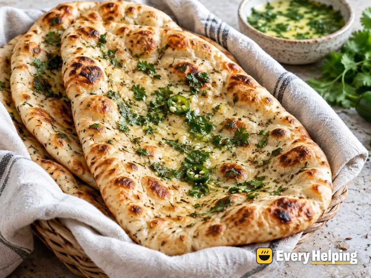 Whole Wheat Cumin Naan with Cilantro-Jalapeño Butter