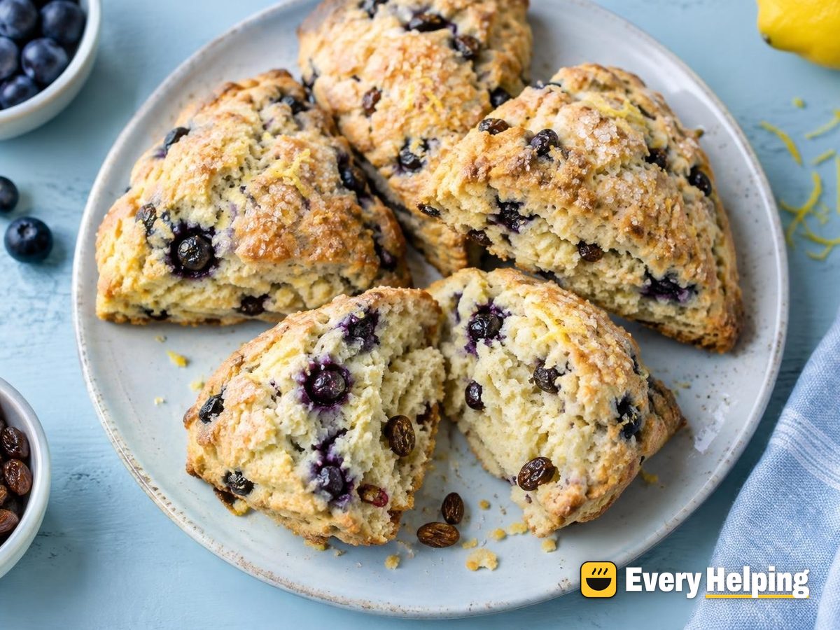 Blueberry Cornmeal Scones with Raisins