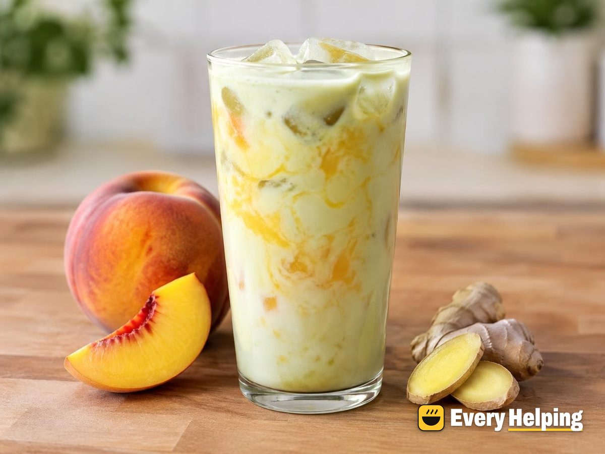 Iced Peach-Ginger Green Tea Latte