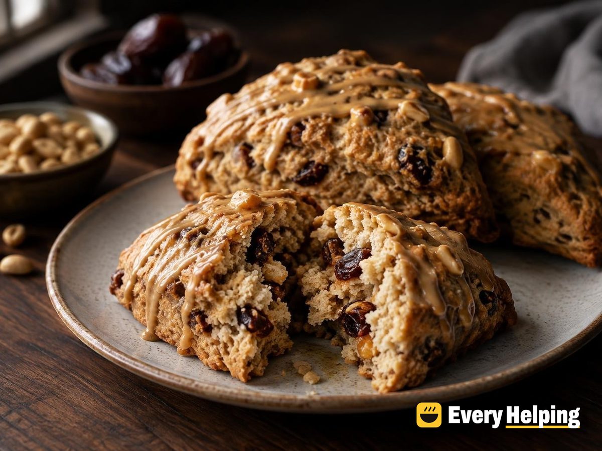 Peanut Butter Date Scones with Honey Glaze