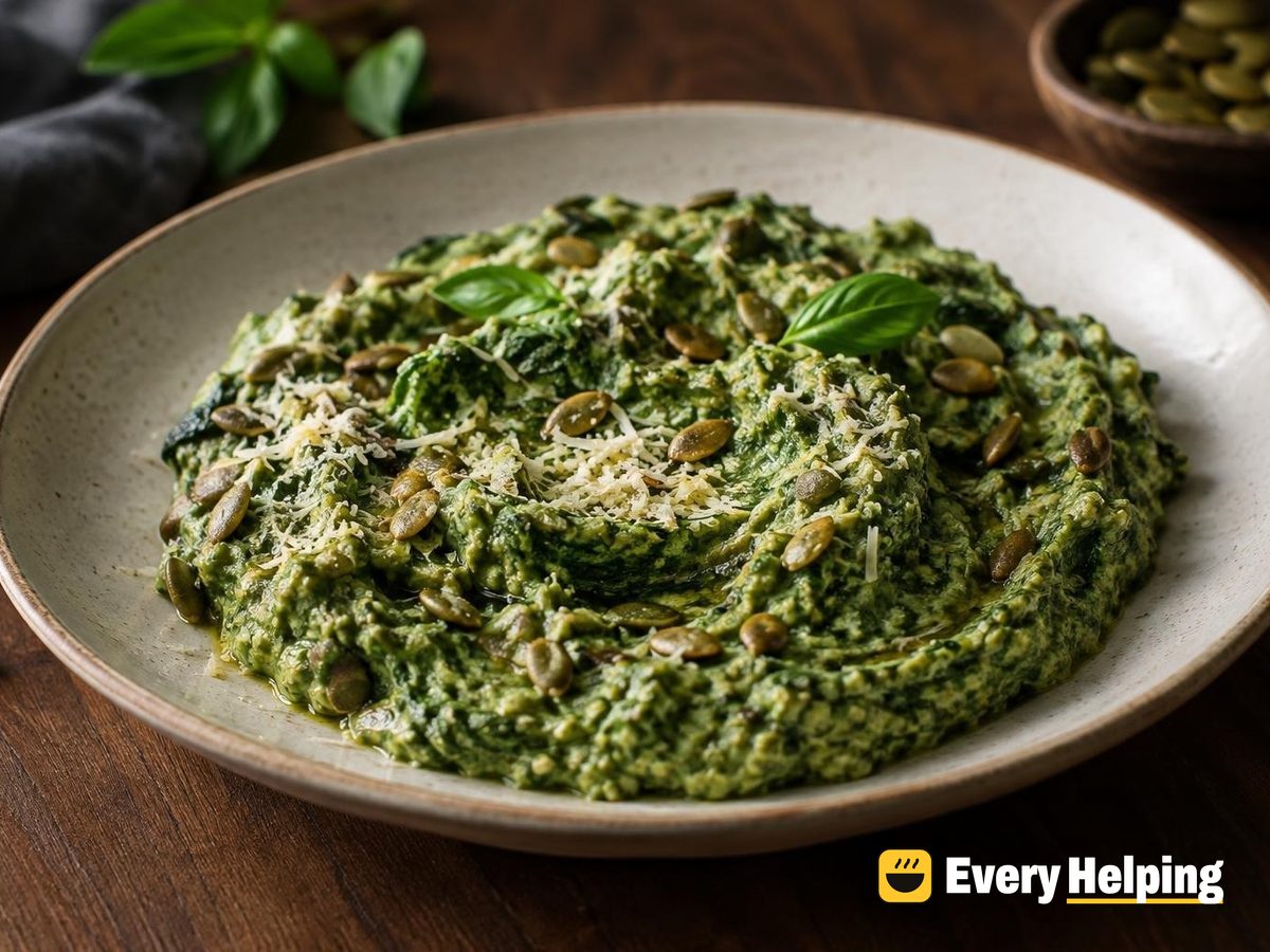 Creamy Pumpkin Seed Spinach Pesto with Parmesan