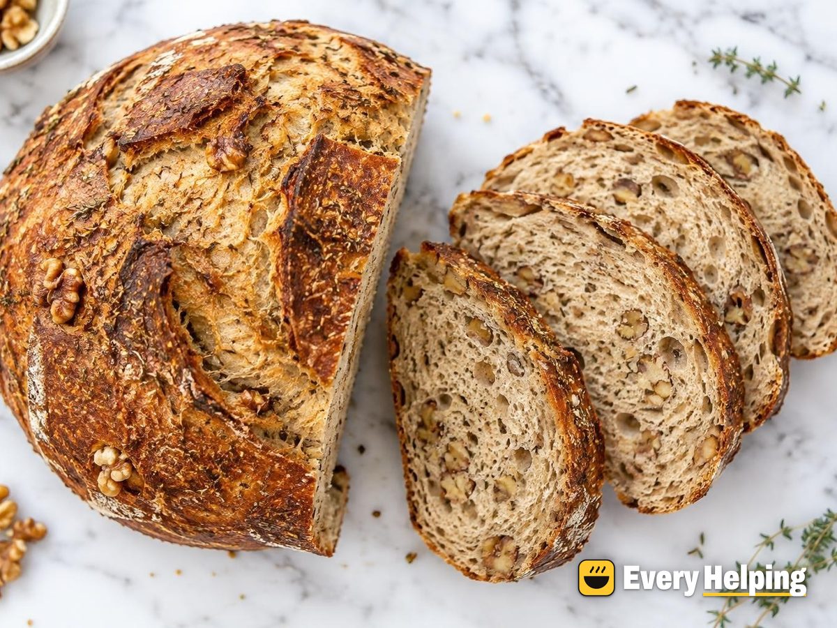 Whole Wheat Walnut Herb Sourdough Boule