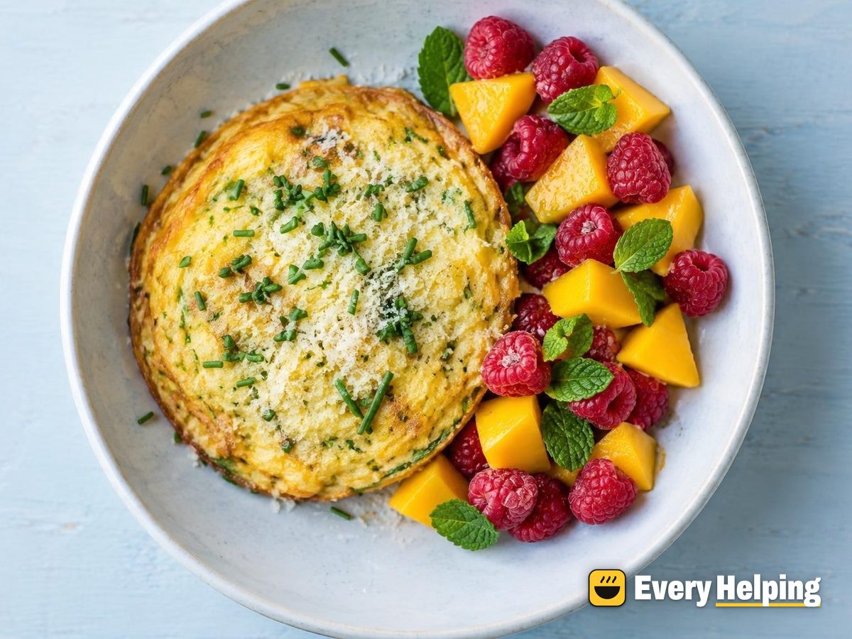 Parmesan-Chive Frittata with Mango and Berries