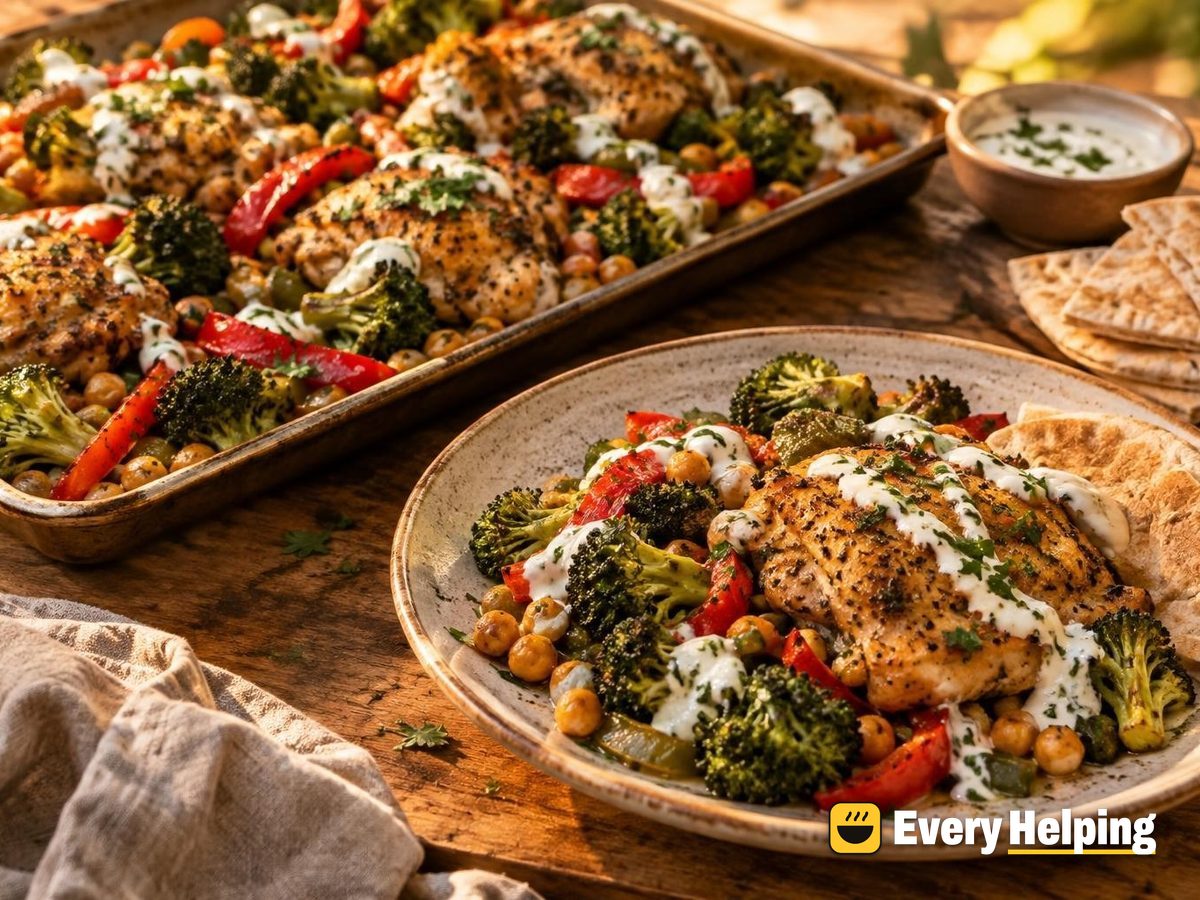 Lemon Pepper Chicken Thighs with Broccoli and Chickpeas
