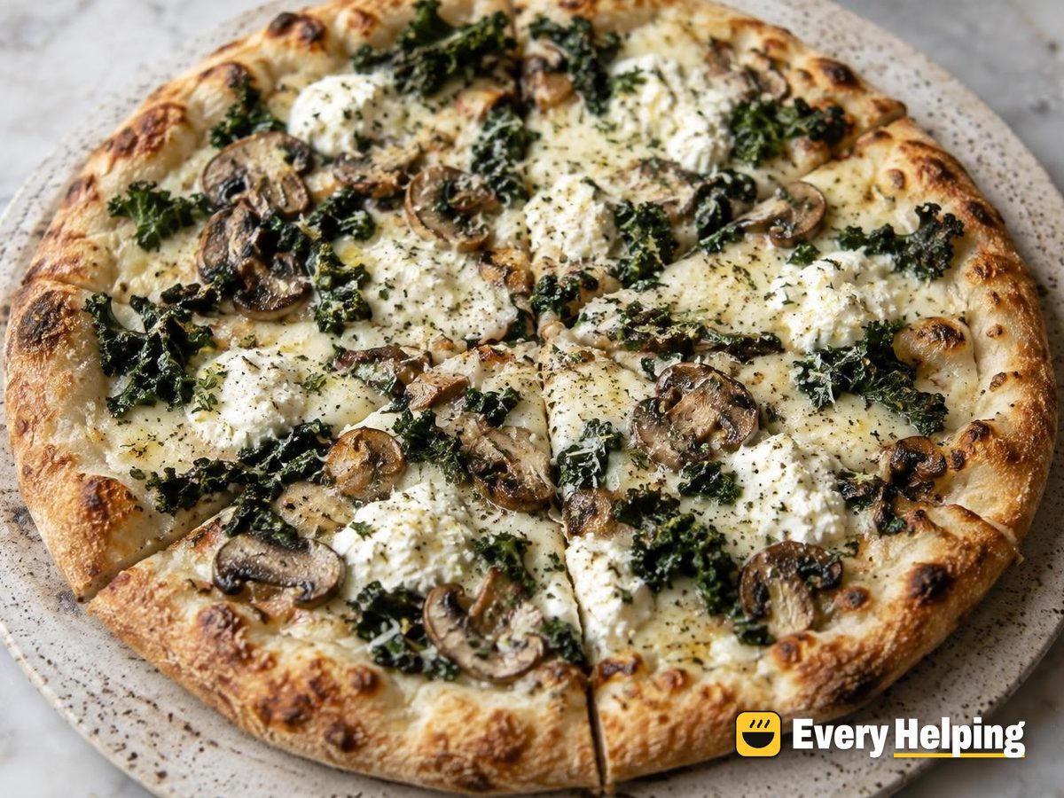 New York Mushroom, Kale and Ricotta White Pizzas