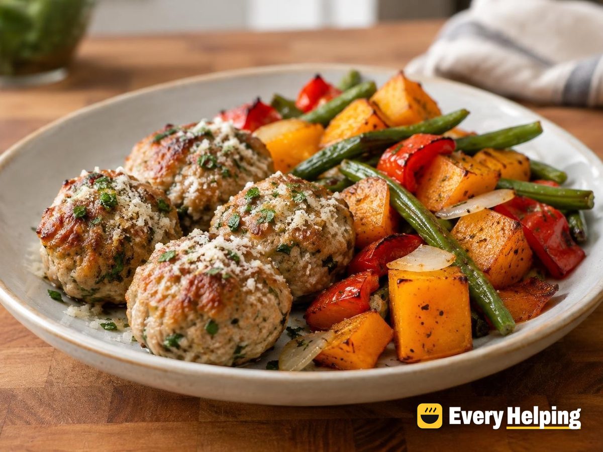 Turkey Parmesan Meatballs with Roasted Butternut