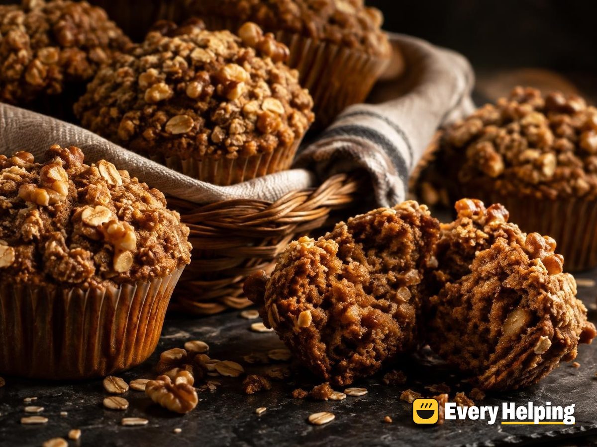 Molasses Spice Oatmeal Muffins with Walnut Streusel