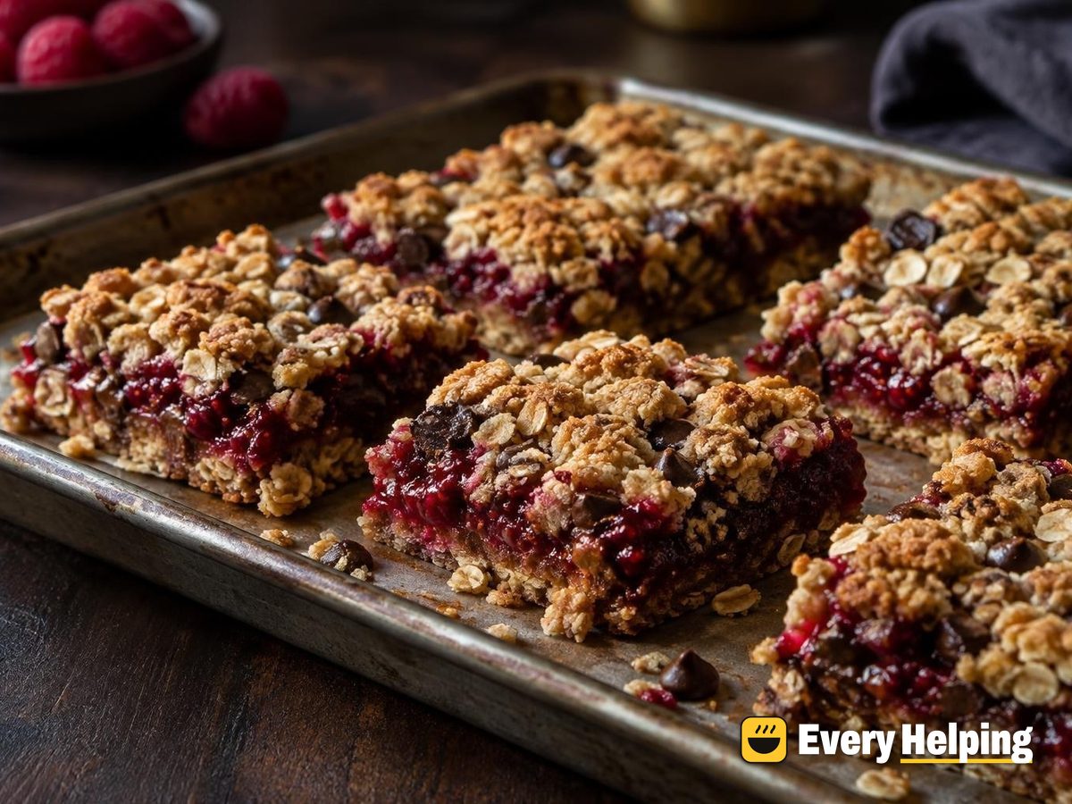 Raspberry Dark Chocolate Oat Crumble Bars