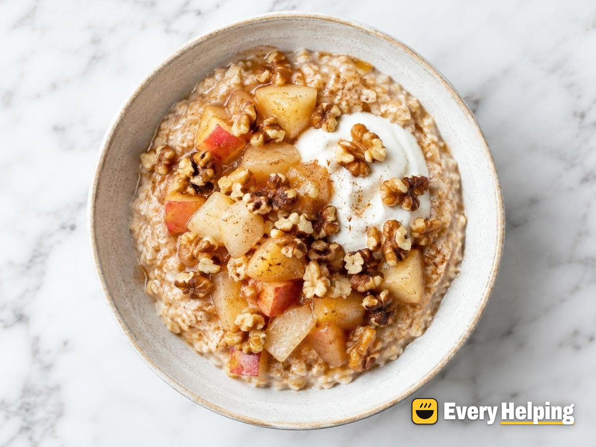 Warm Apple-Pear Oat Bowls with Walnuts